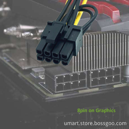 Cable PCI-E PCIE 6p Female to 2 Port Dual 8pin 6+2p Male GPU Graphics Video Card Power Supply Splitter Extension Cord 18AWG Wire